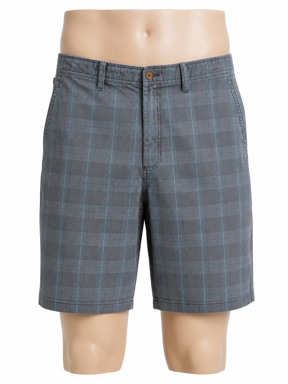 Tommy Bahama Men's Flat Front Gray/Blue Plaid Shorts - Size 36
